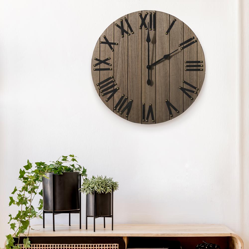 Handsome 21" Rustic Farmhouse Wood Wall Clock, Restored Wood. Picture 4