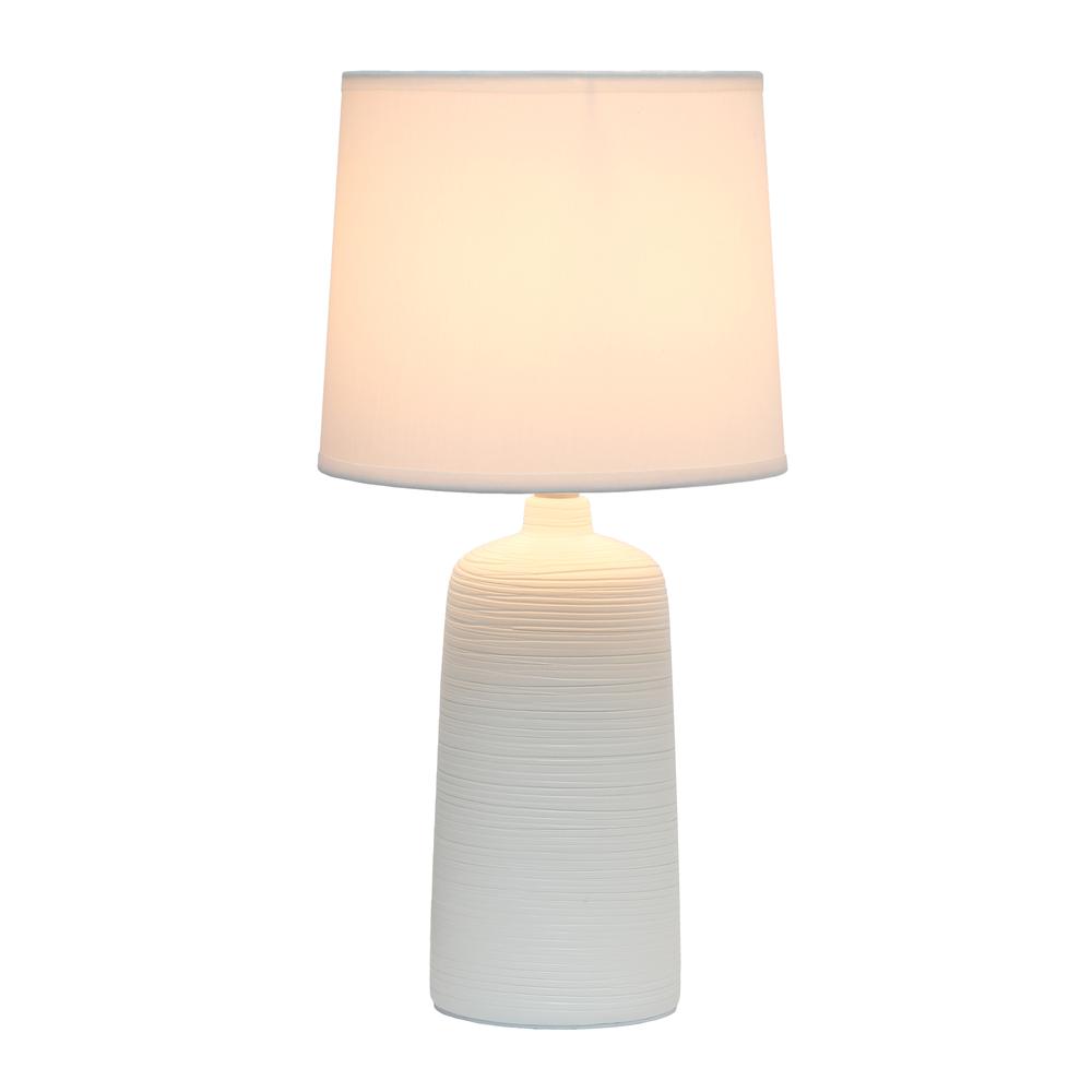 Textured Linear Ceramic Table Lamp, Off White. Picture 2