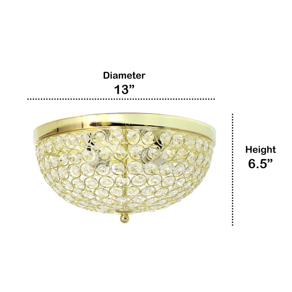 Lalia Home Crystal Glam 2 Light Ceiling Flush Mount 2 Pack, Gold. Picture 3