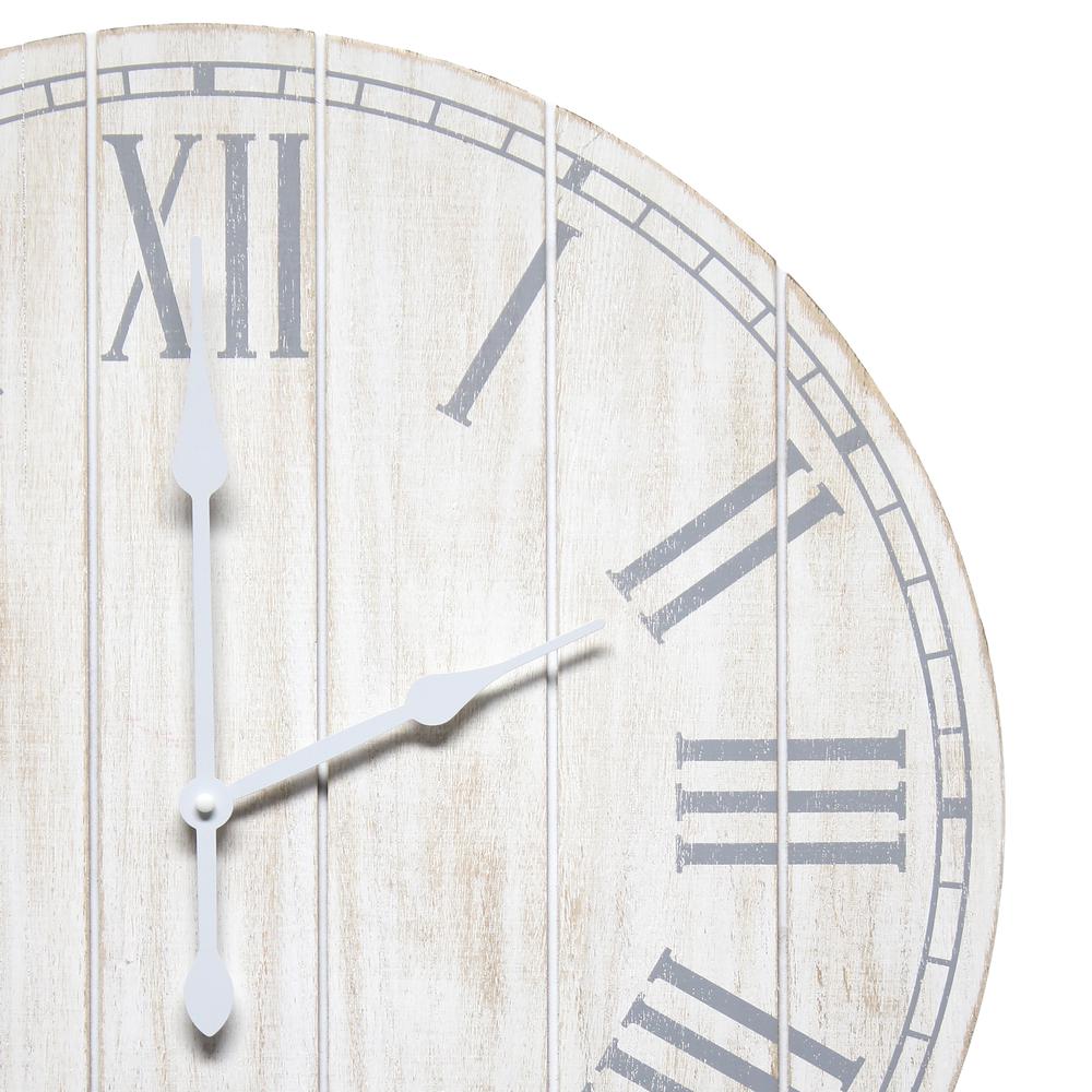 Wood Plank 23" Large Coastal Rustic Wall Clock, White Wash. Picture 7