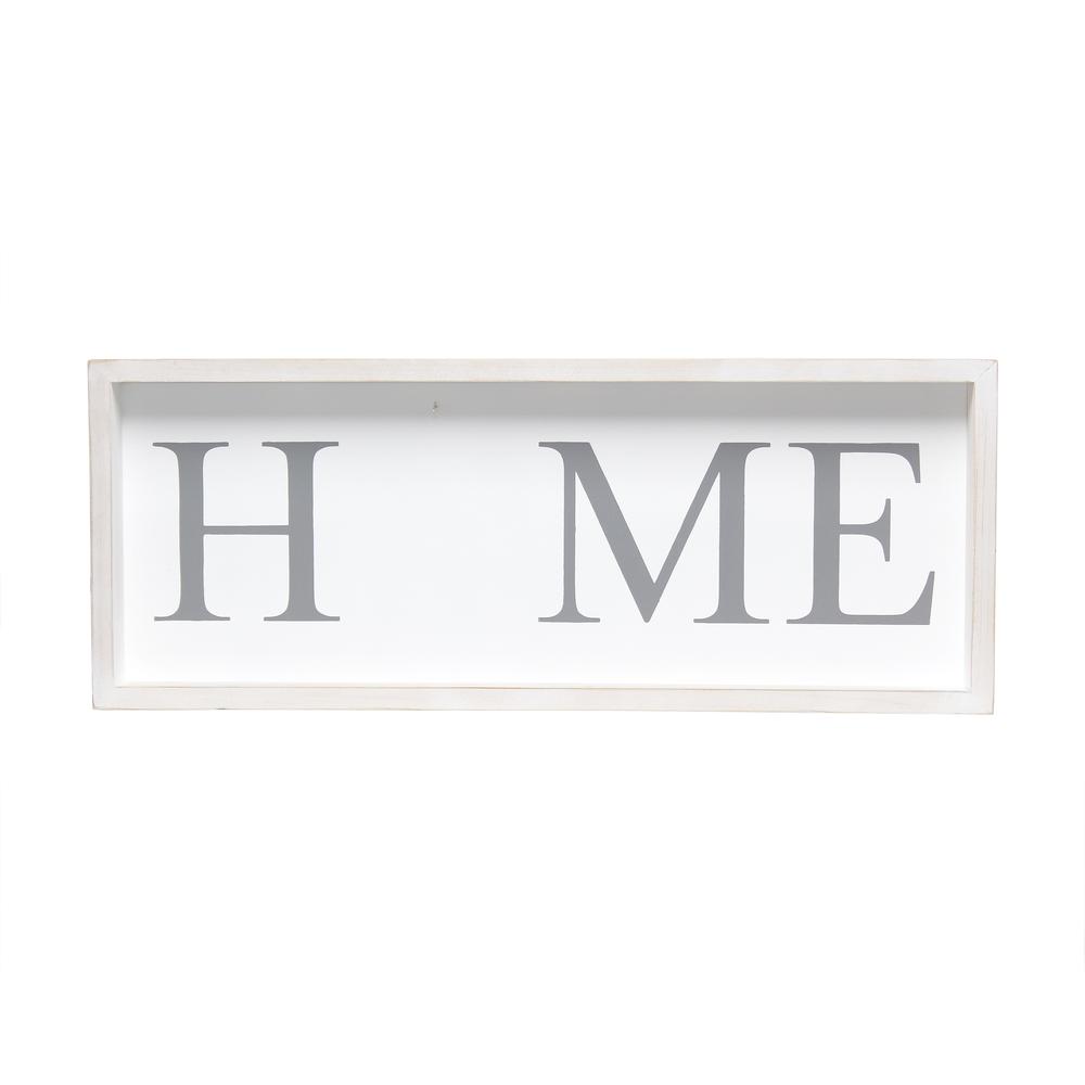 Elegant Designs Rustic Farmhouse Wooden Seasonal Interchangeable Symbol "Home" Frame with 12 Ornaments, White Wash WHITE WASH. Picture 3