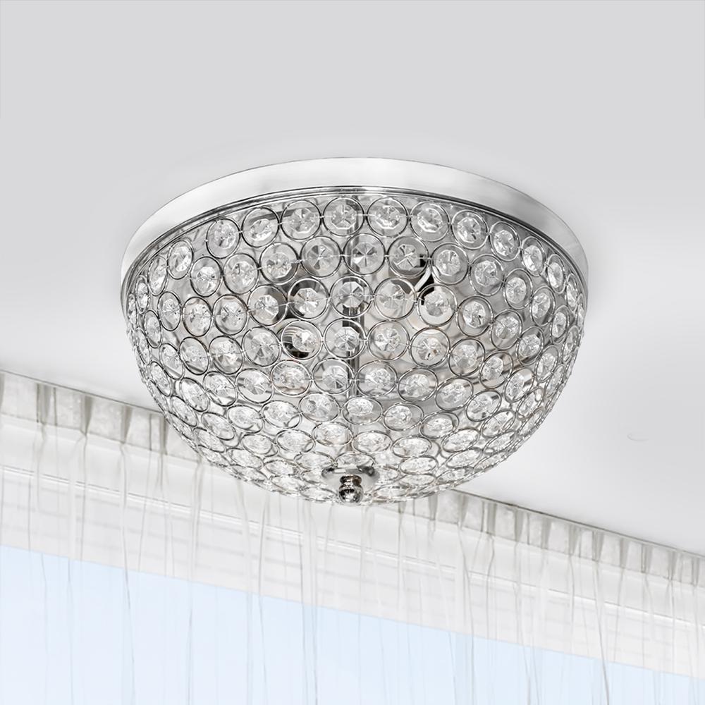 Lalia Home Crystal Glam 2 Light Ceiling Flush Mount 2 Pack, Chrome. Picture 4