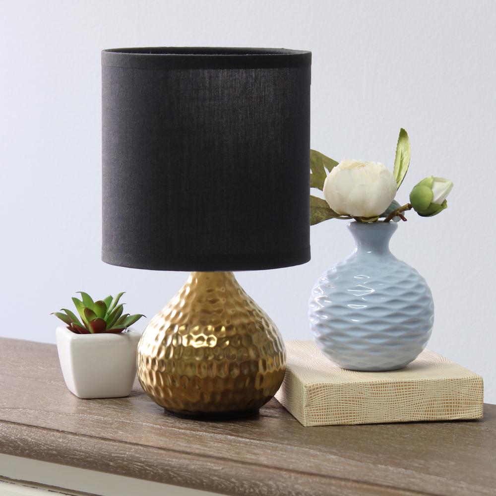 Hammered Gold Drip Mini Table Lamp, Black. Picture 4