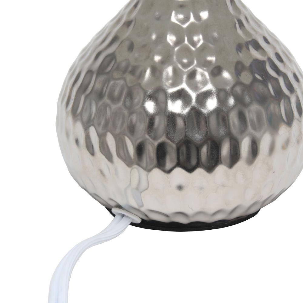 Hammered Silver Drip Mini Table Lamp, White. Picture 7