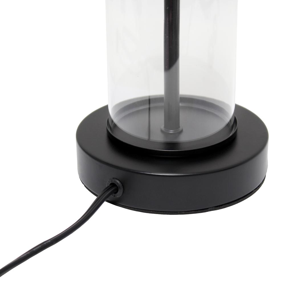Encased Metal and Clear Glass Table Lamp, White on Black. Picture 7