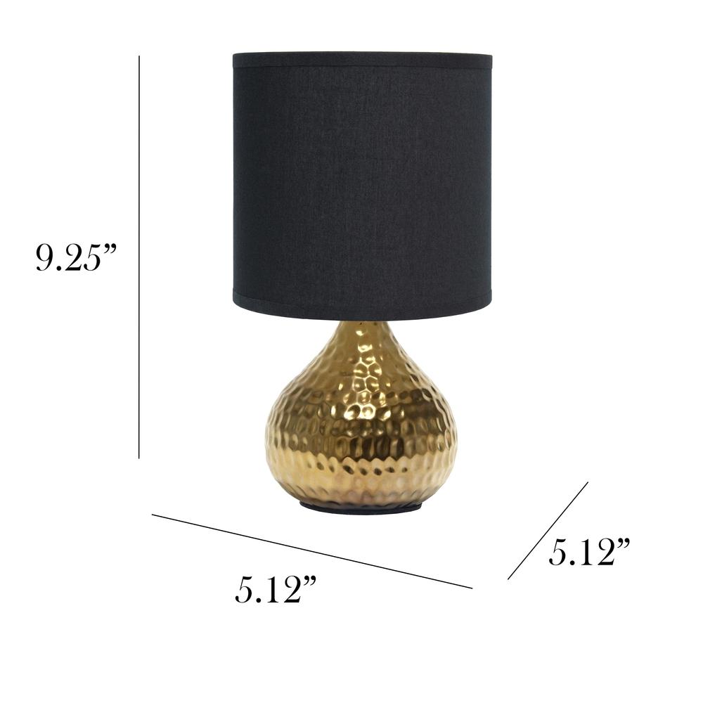 Hammered Gold Drip Mini Table Lamp, Black. Picture 3