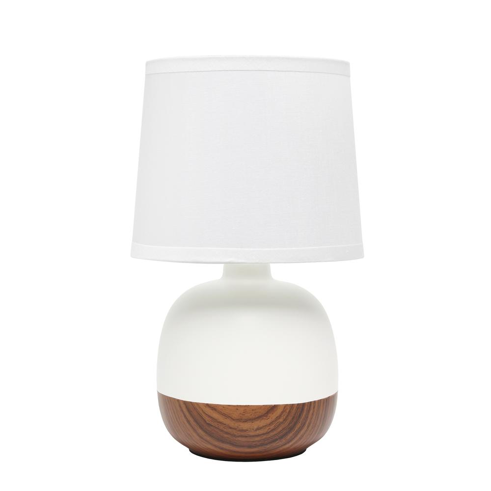 Petite Mid Century Table Lamp, Dark Wood and White. Picture 1