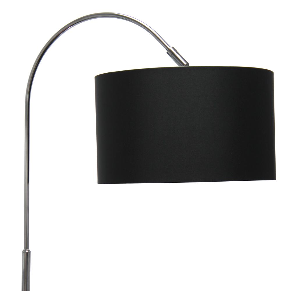 Arched Brushed Nickel Floor Lamp, Black Shade. Picture 5