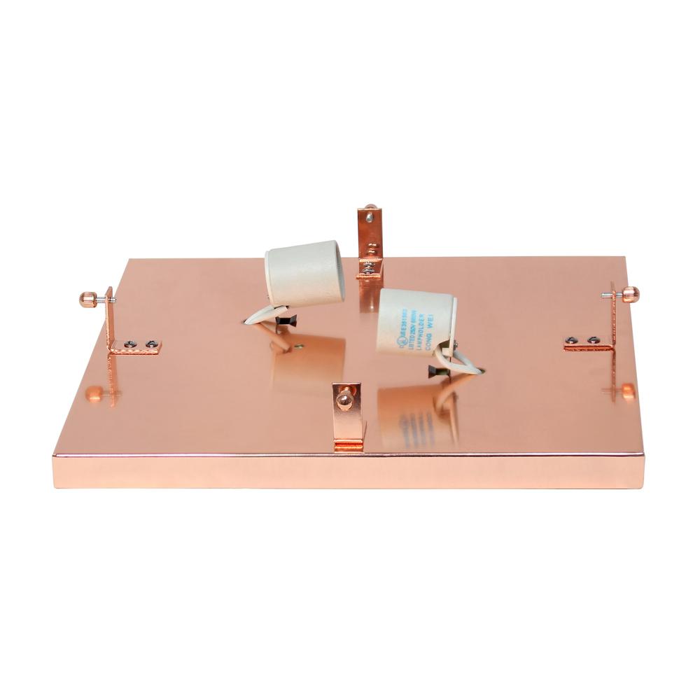 Glam 2 Light 12 Inch Square Flush Mount, Rose Gold. Picture 8