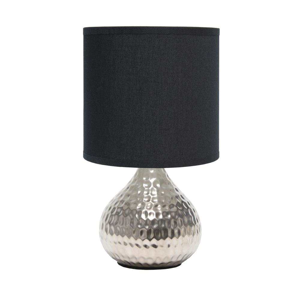 Hammered Silver Drip Mini Table Lamp, Black. Picture 1