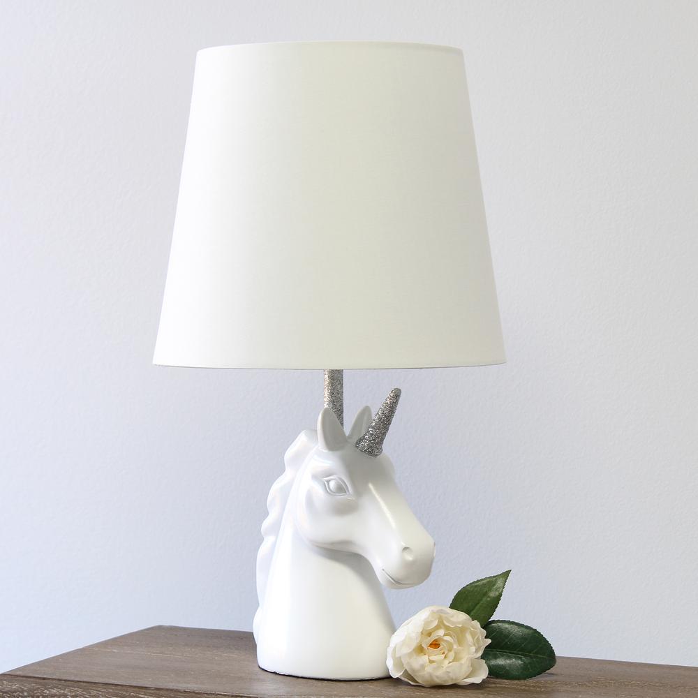 Sparkling Silver and White Unicorn Table Lamp. Picture 8