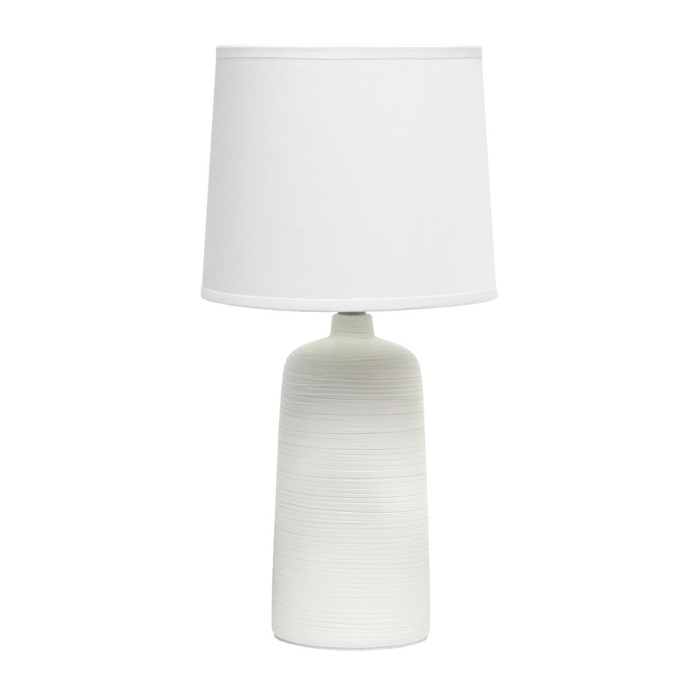 Textured Linear Ceramic Table Lamp, Off White. Picture 1