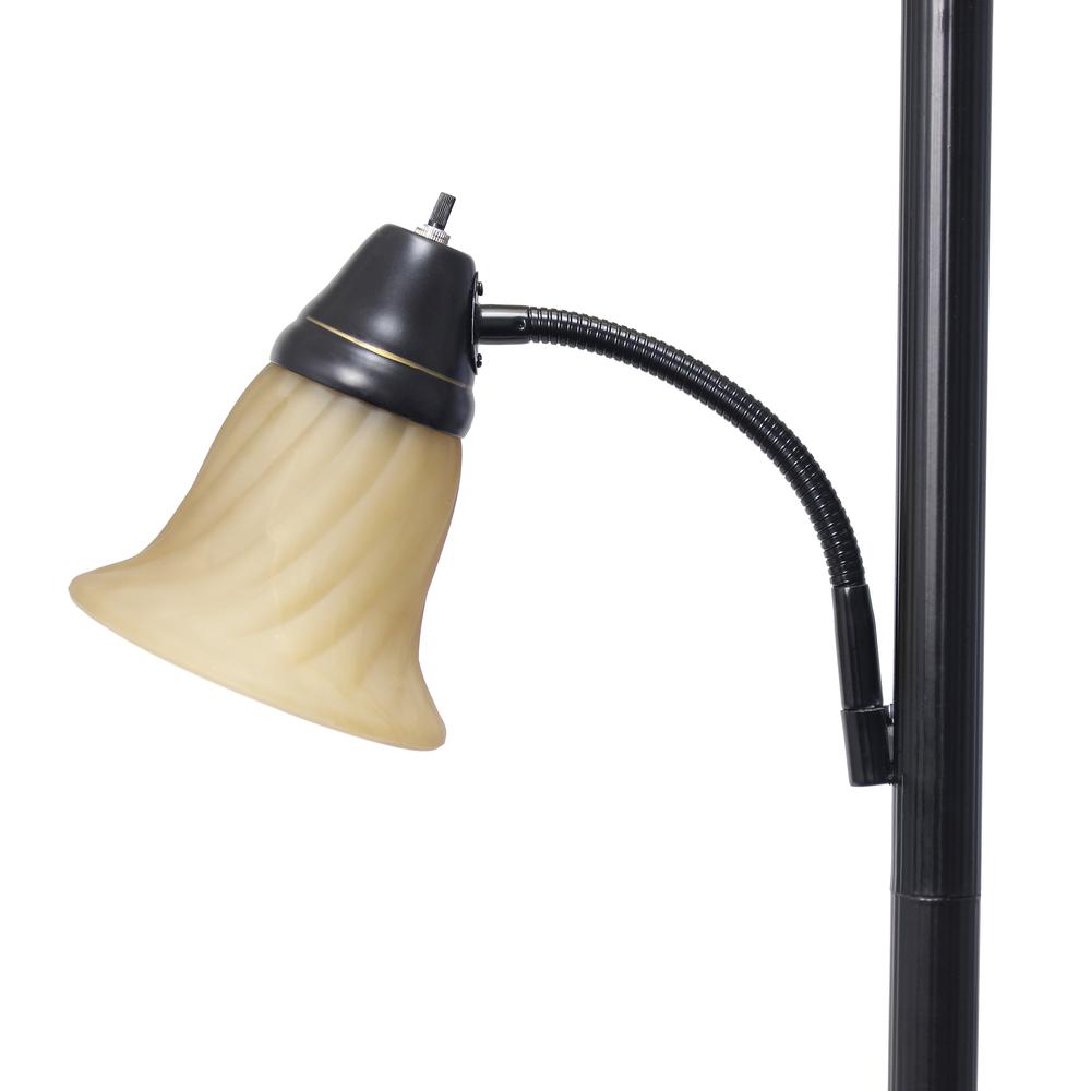 Torchiere Floor Lamp with Reading Light and Marble Glass ShadesRestoration. Picture 7