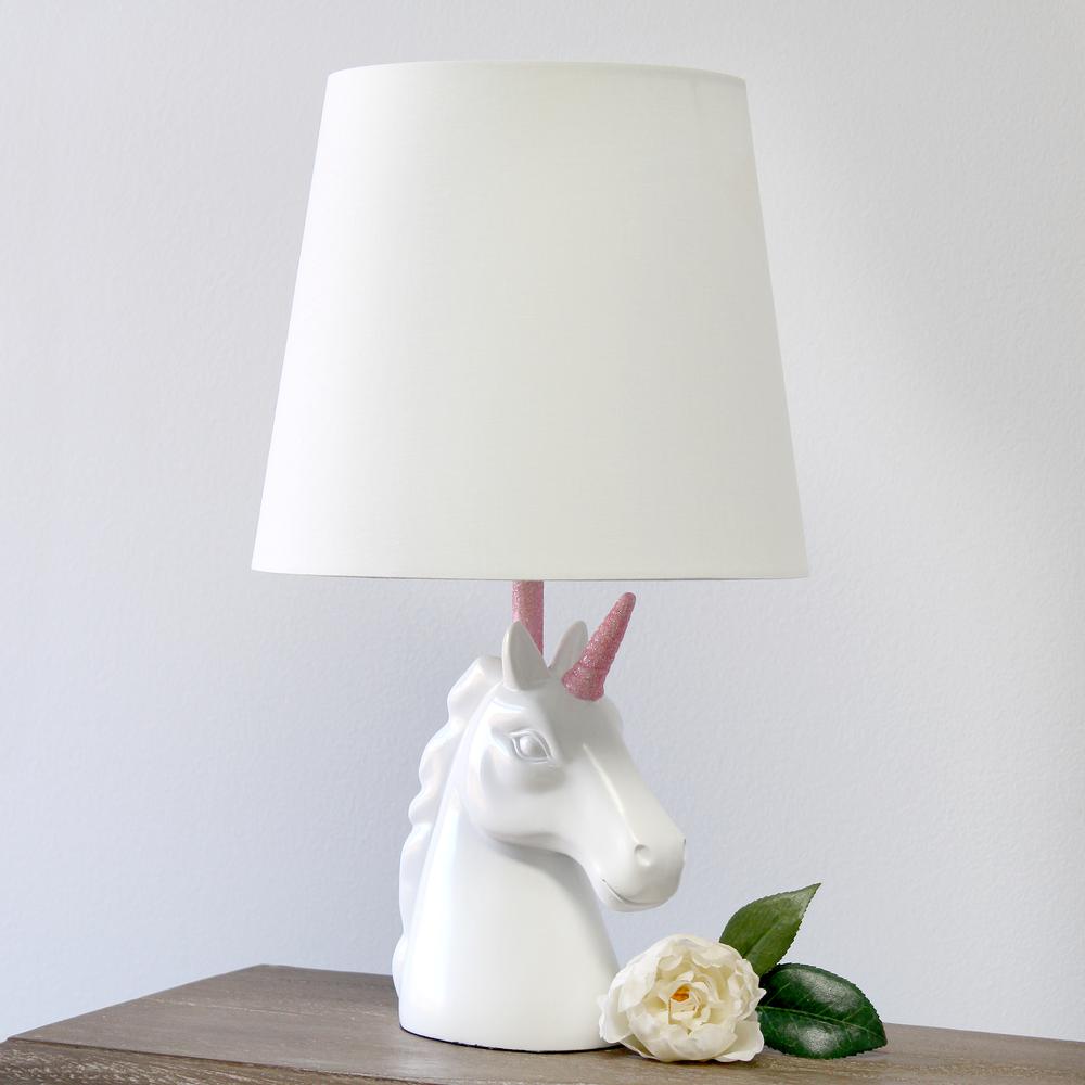 Sparkling Pink and White Unicorn Table Lamp. Picture 8