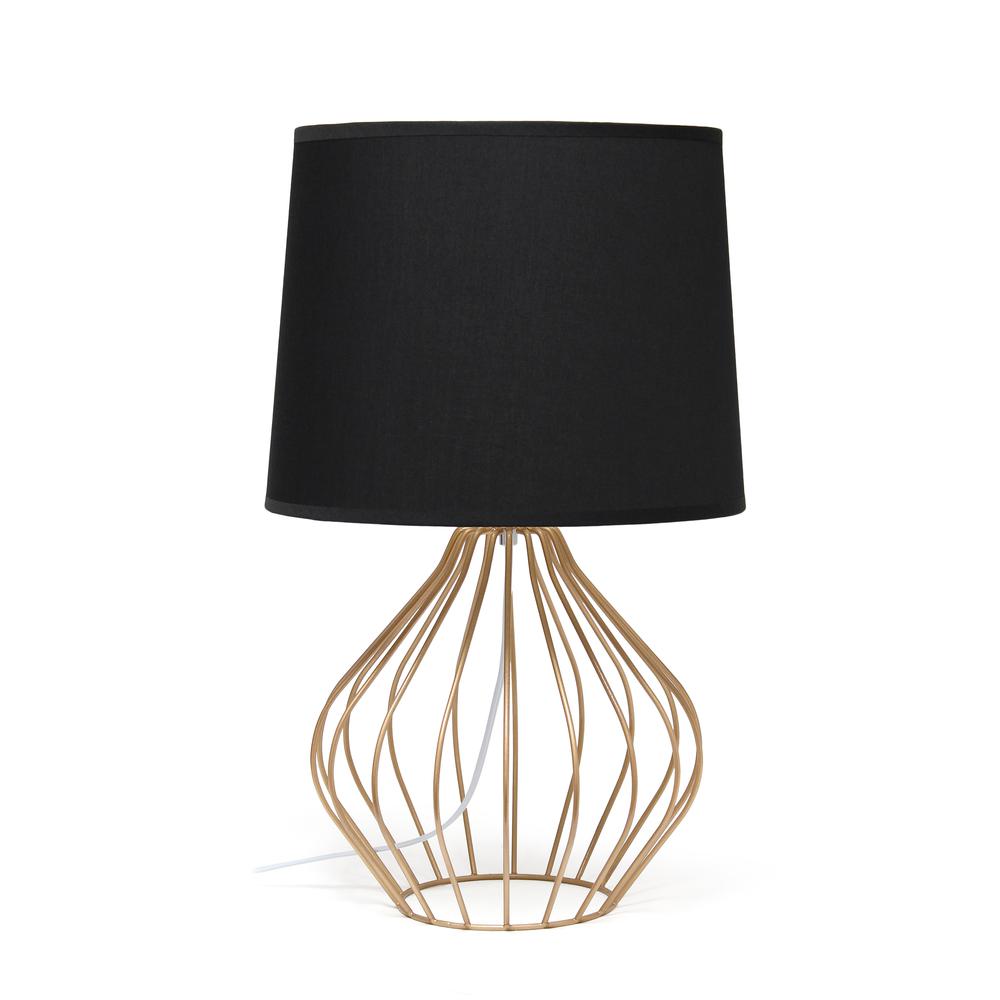 Simple Designs Geometrically Wired Table Lamp, Black on Copper. The main picture.