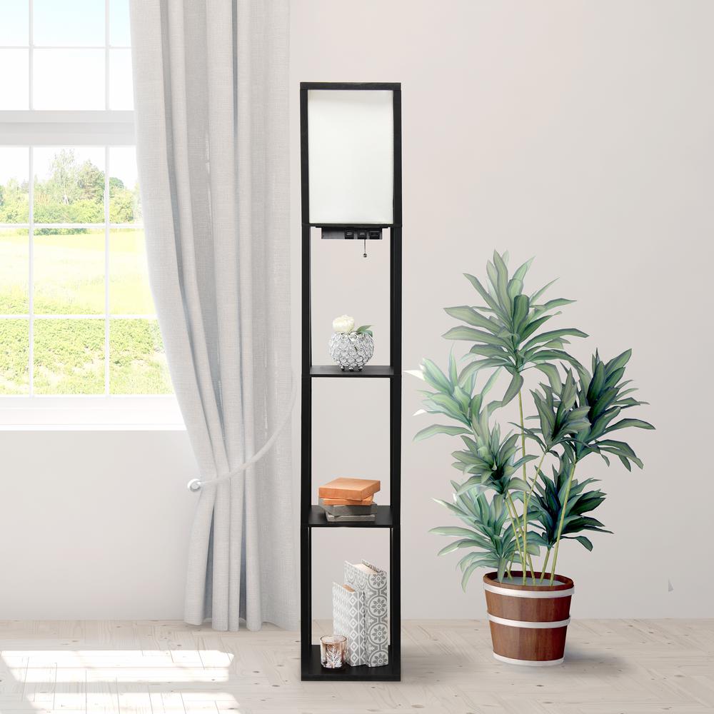 Floor Lamp Etagere Organizer Storage Shelf with 2 USB Charging Ports1 Charging Outlet. Picture 3