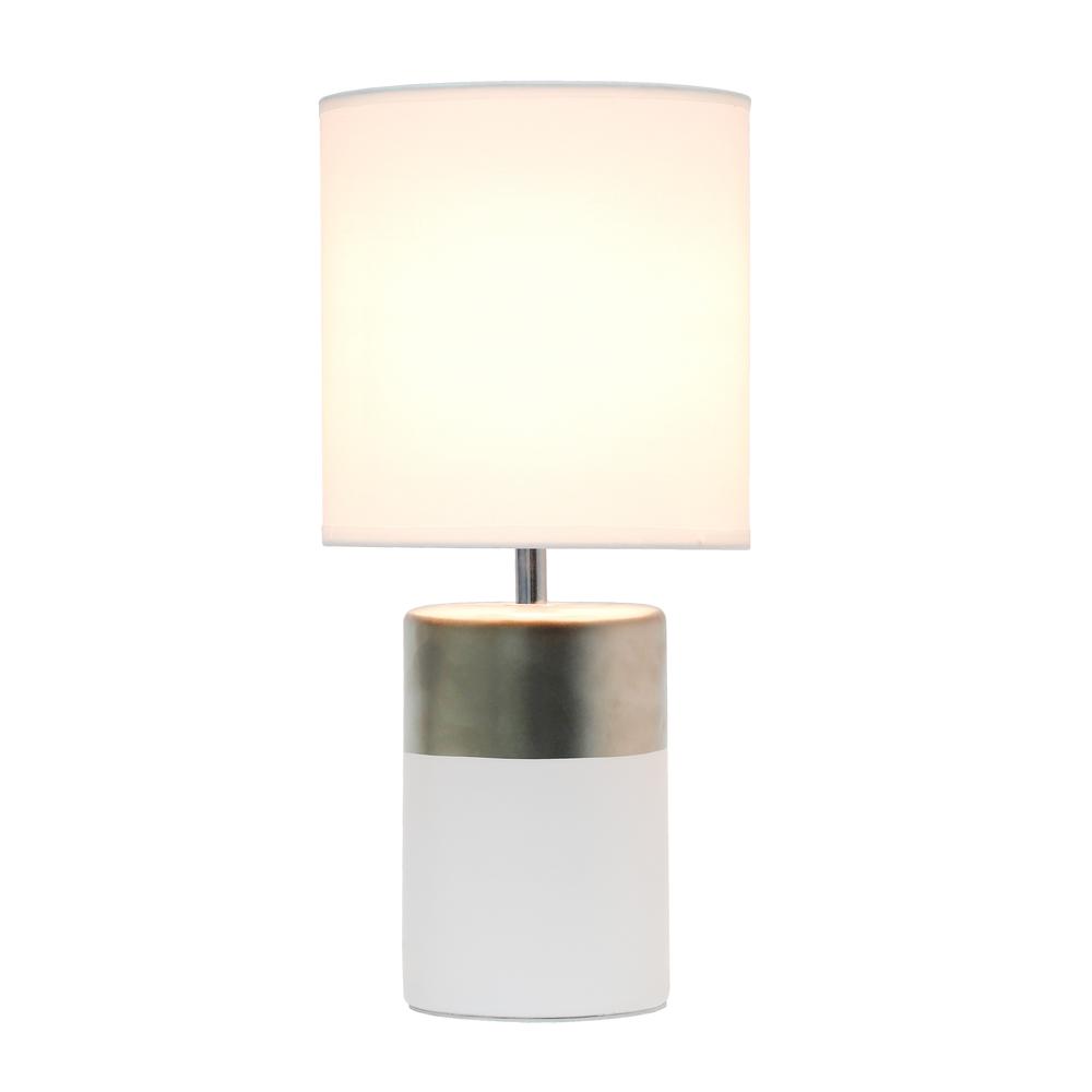 Two Toned Basics Table Lamp, White and Silver. Picture 2