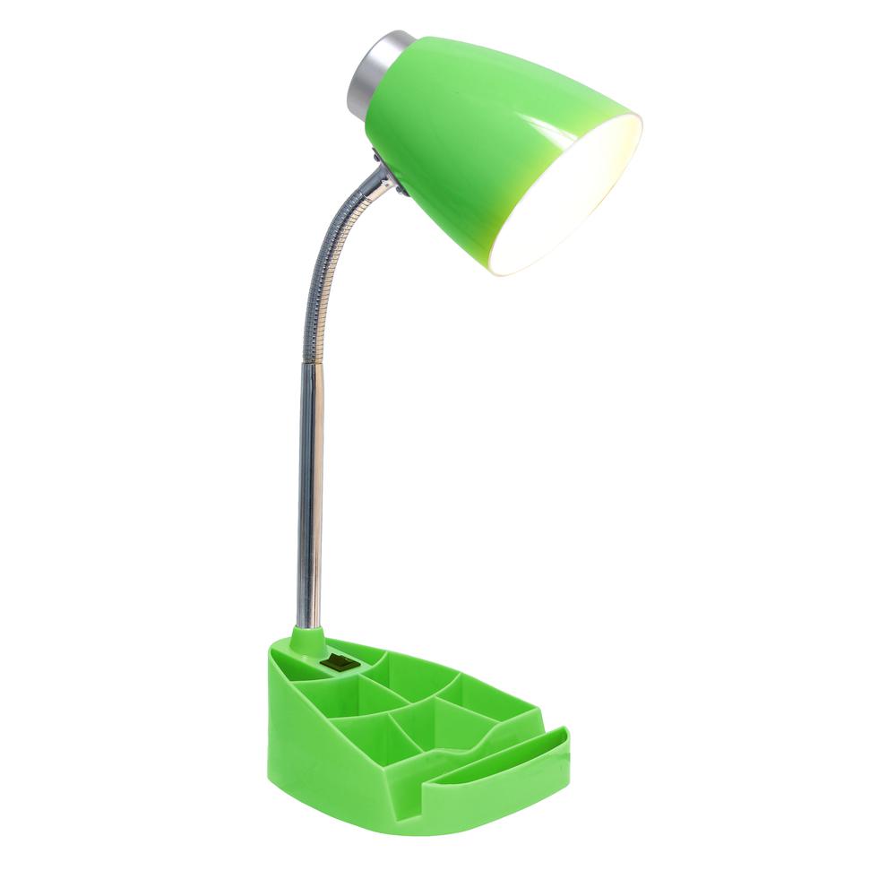18.5" Flexible Gooseneck Organizer Desk Lamp with Phone/Tablet Stand, Green. Picture 9