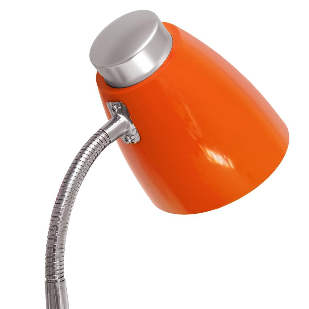 18.5" Flexible Gooseneck Organizer Desk Lamp with Phone/Tablet Stand, Orange. Picture 2