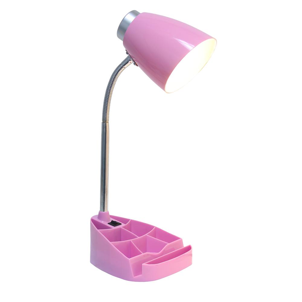 18.5" Flexible Gooseneck Organizer Desk Lamp with Phone/Tablet Stand, Pink. Picture 8
