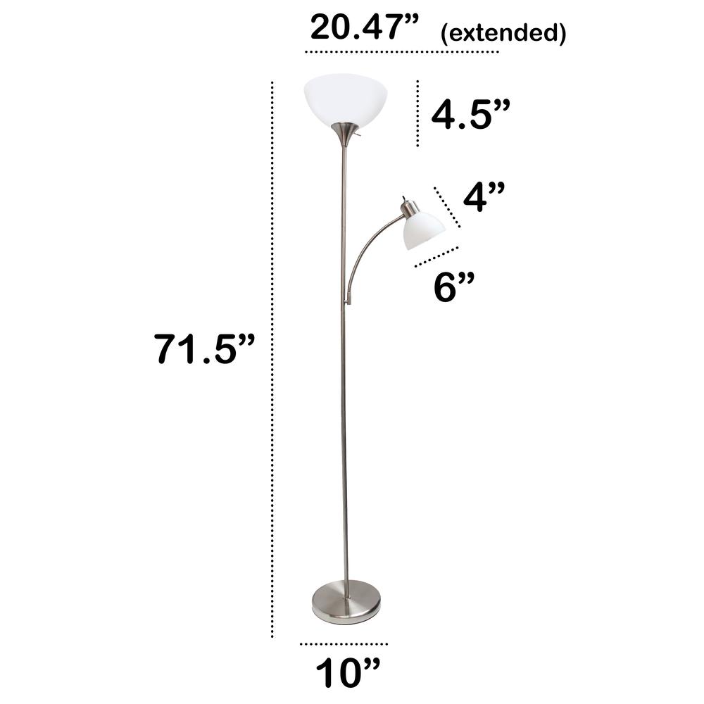Creekwood Home Essentix 71.5" Tall  Floor Lamp, Brushed Nickel. Picture 6