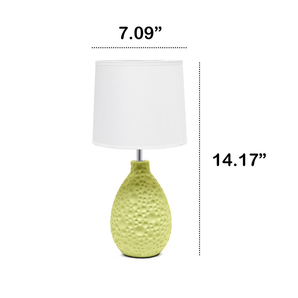 14.17" Traditional Ceramic Textured Thumbprint Tear Drop Shaped Table Desk Lamp. Picture 4