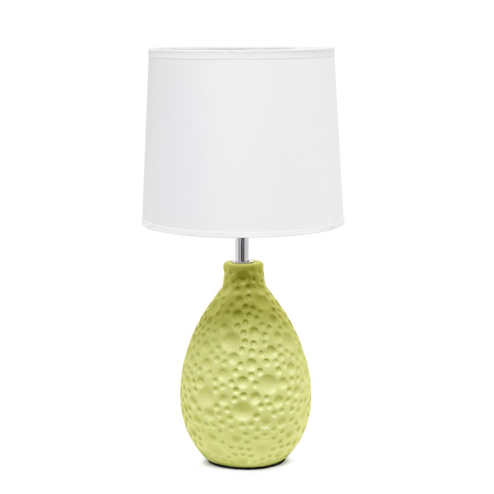 14.17" Traditional Ceramic Textured Thumbprint Tear Drop Shaped Table Desk Lamp. Picture 1