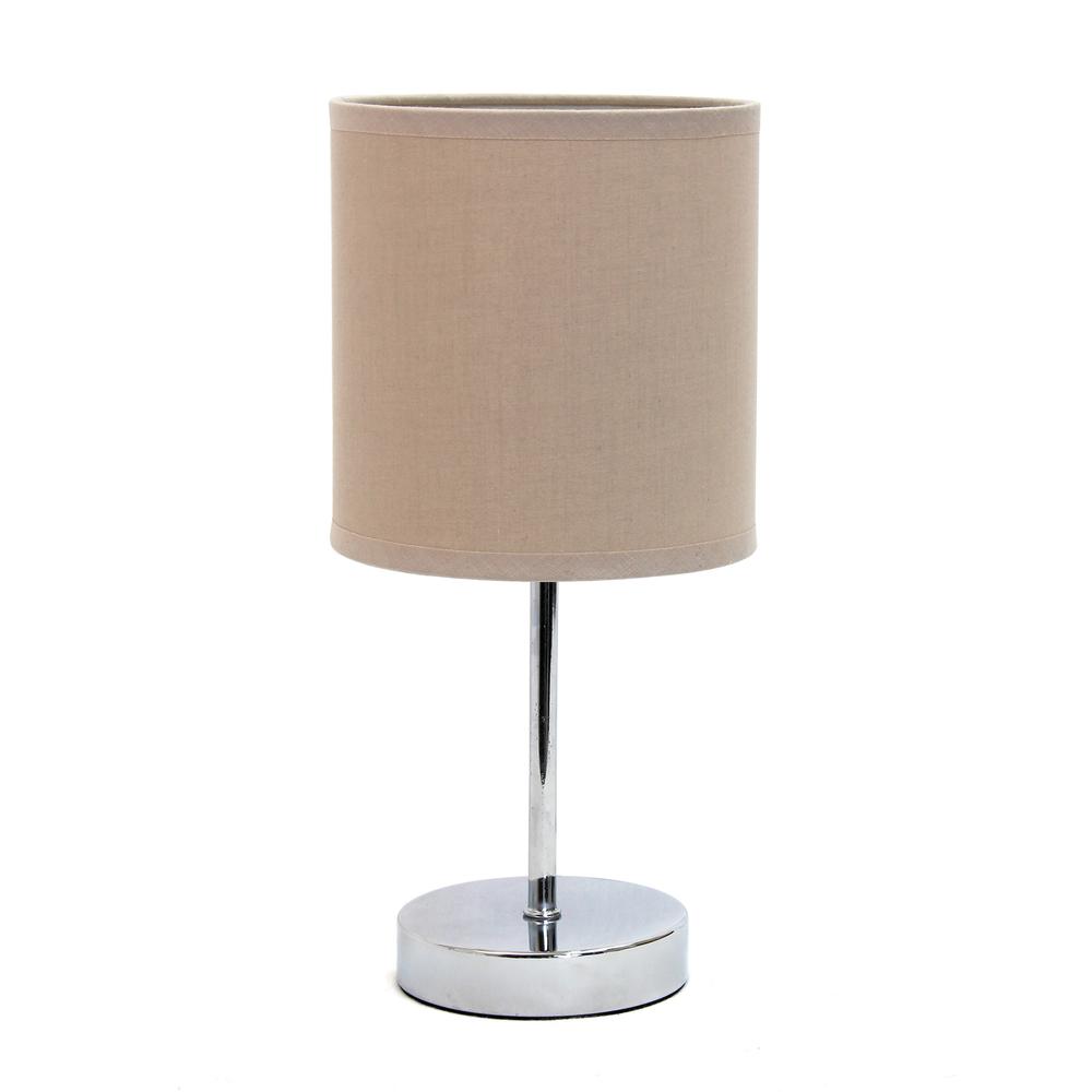 Nauru 11.81" Traditional Petite Metal Stick Bedside Table Desk Lamp in Chrome. Picture 1