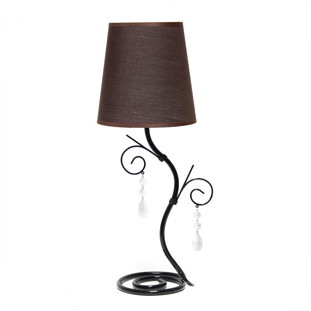 Creekwood Home Priva 19" Desk Lamp with Brown Fabric Shade. Picture 1