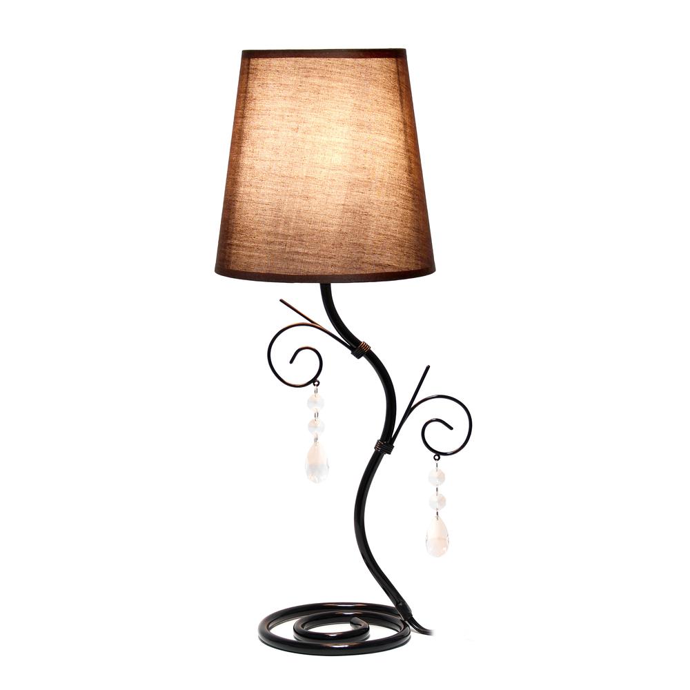 Creekwood Home Priva 19" Desk Lamp with Brown Fabric Shade. Picture 8