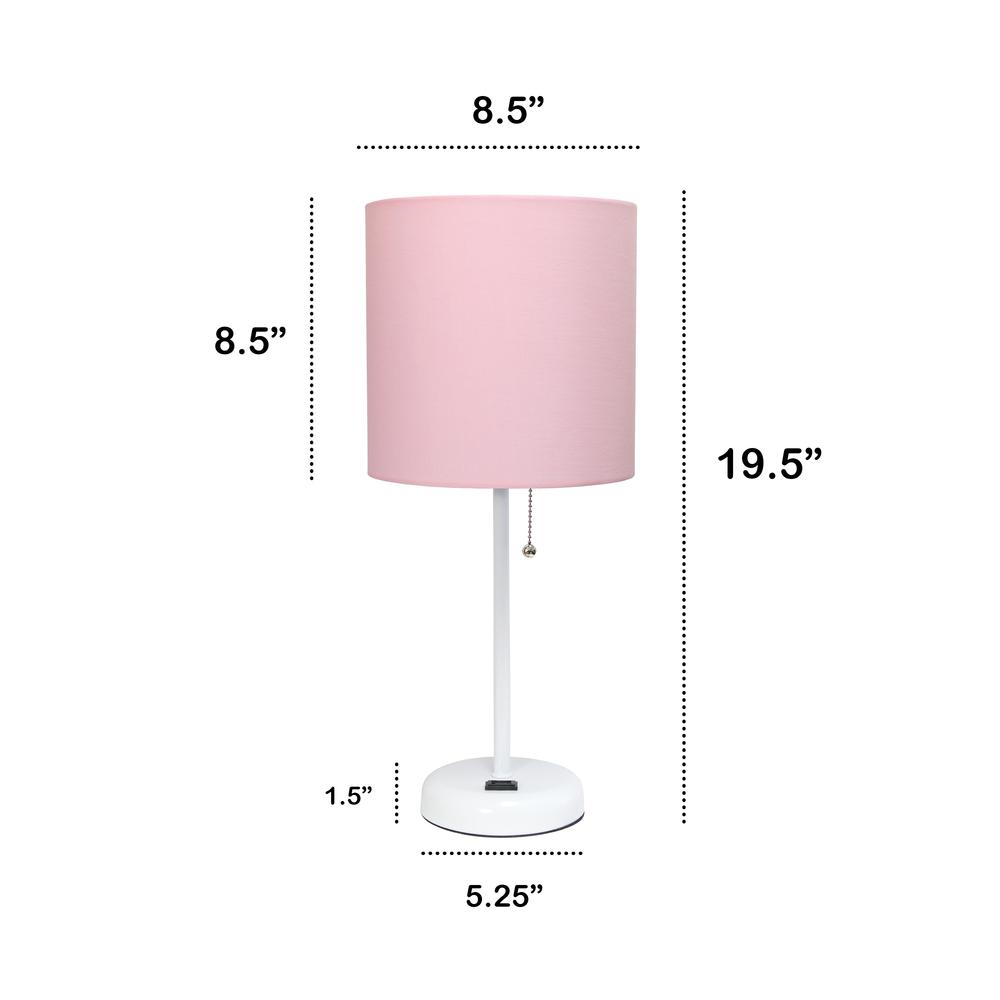 19.5"Bedside Power Outlet Base Standard Metal Table Desk Lamp in White. Picture 5