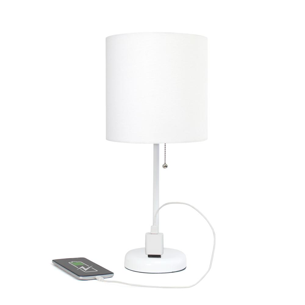 Creekwood Home Oslo 19.5" Table Desk Lamp in White. Picture 6