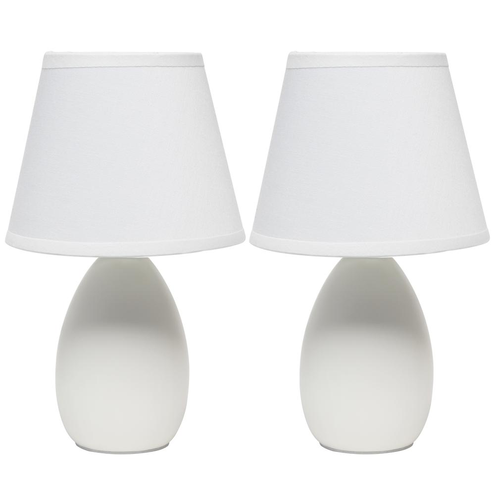 9.45" Traditional Petite Ceramic Oblong Bedside Table Desk Lamp Two Pack Set. Picture 1