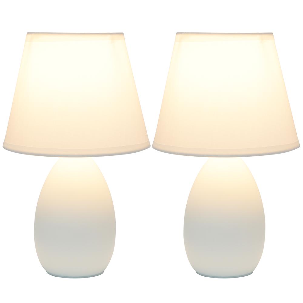 9.45" Traditional Petite Ceramic Oblong Bedside Table Desk Lamp Two Pack Set. Picture 5