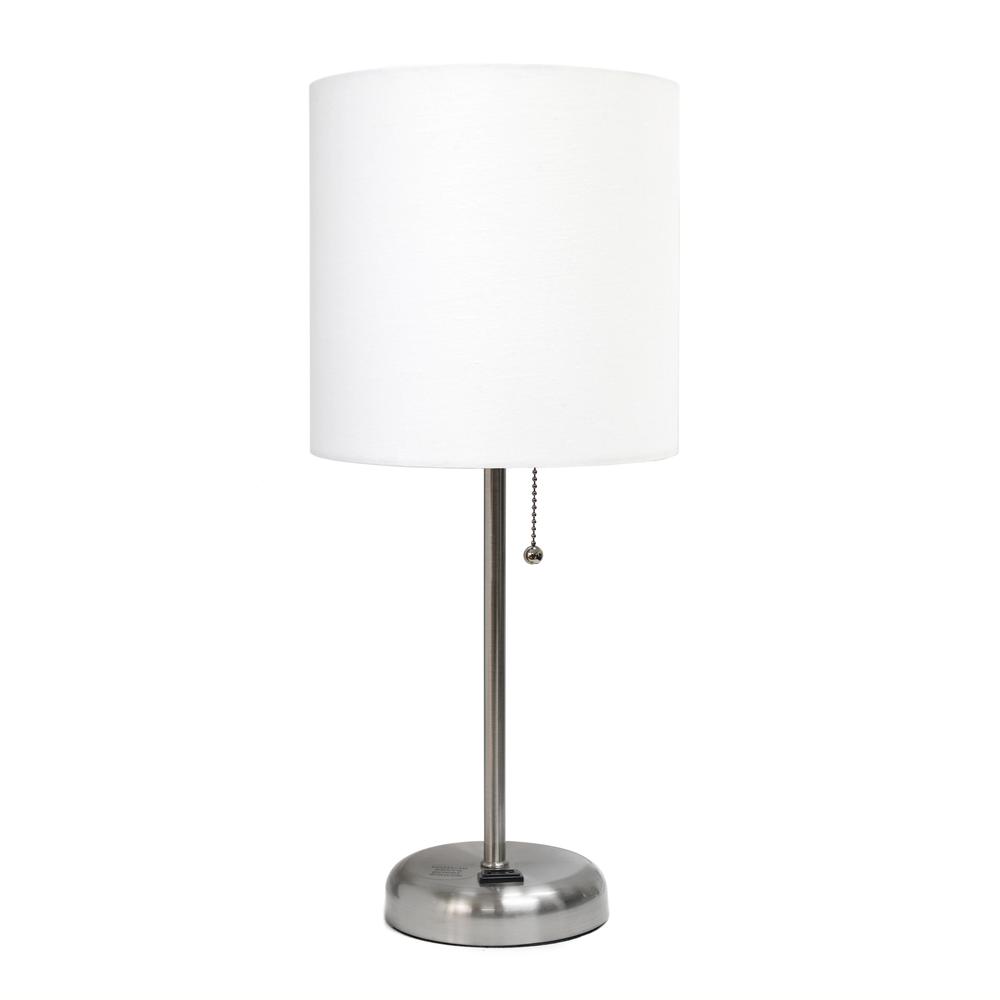 Creekwood Home Oslo 19.5" Table Desk Lamp in Brushed Steel. Picture 1