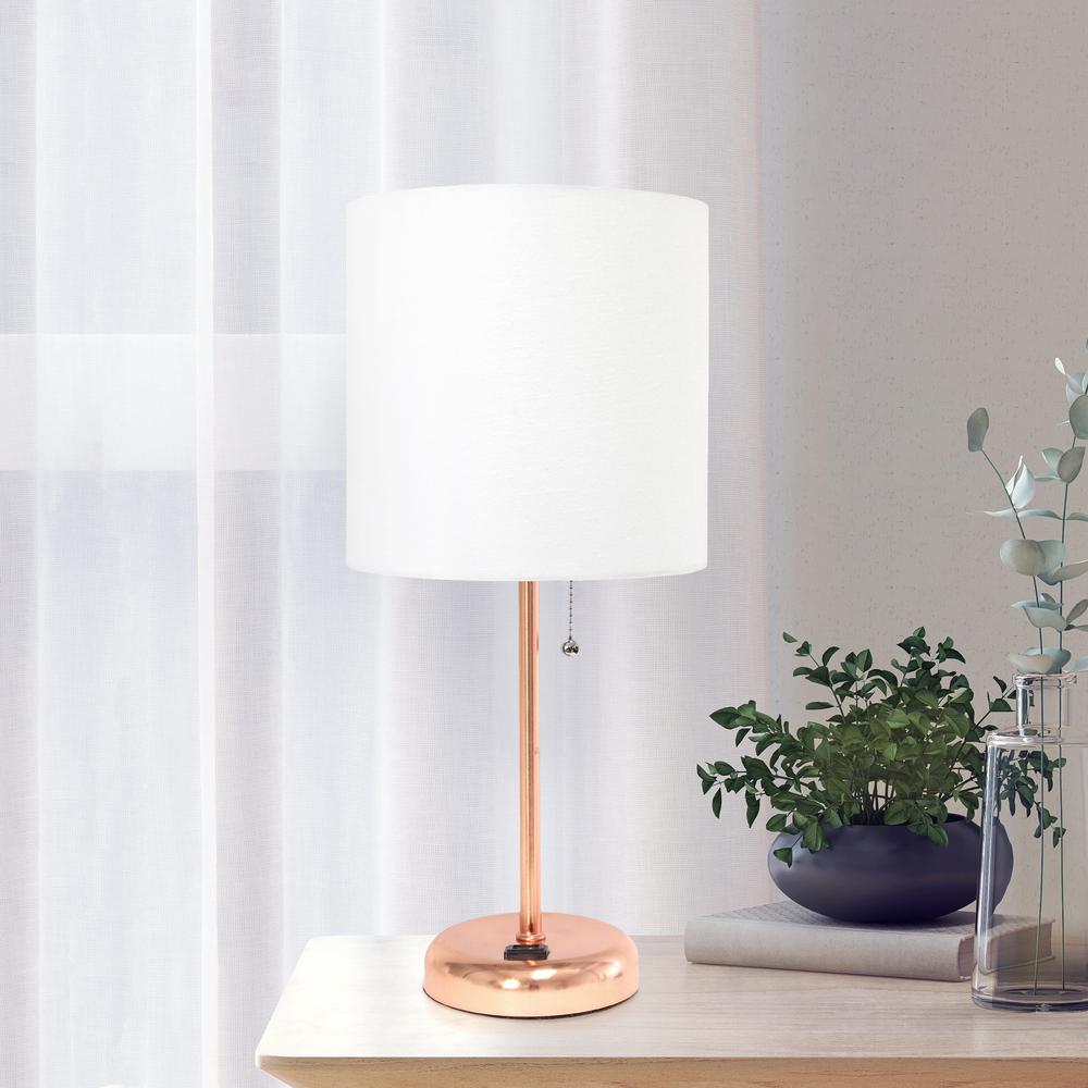 Creekwood Home Oslo 19.5" Table Desk Lamp in Rose Gold. Picture 3
