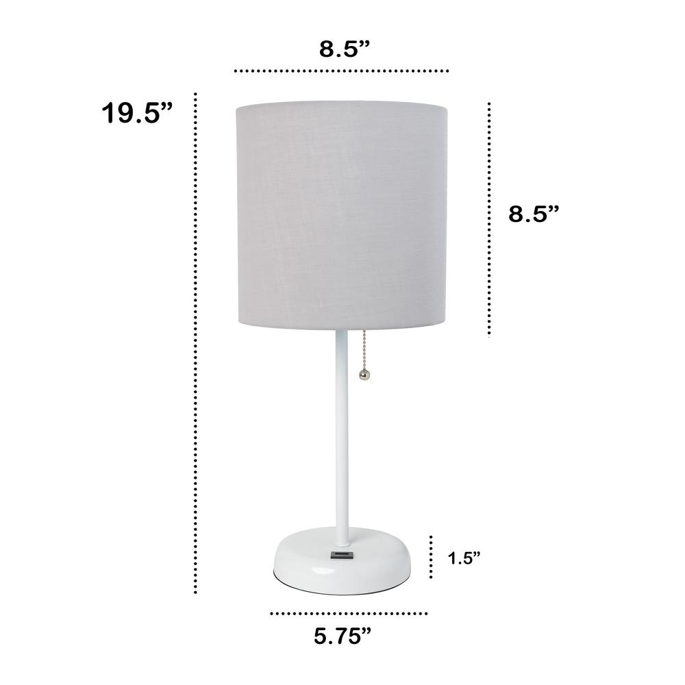 19.5"Bedside USB Port Feature Standard Metal Table Desk Lamp in White. Picture 5