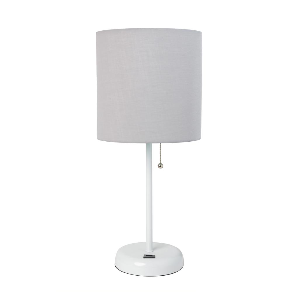 19.5"Bedside USB Port Feature Standard Metal Table Desk Lamp in White. Picture 1