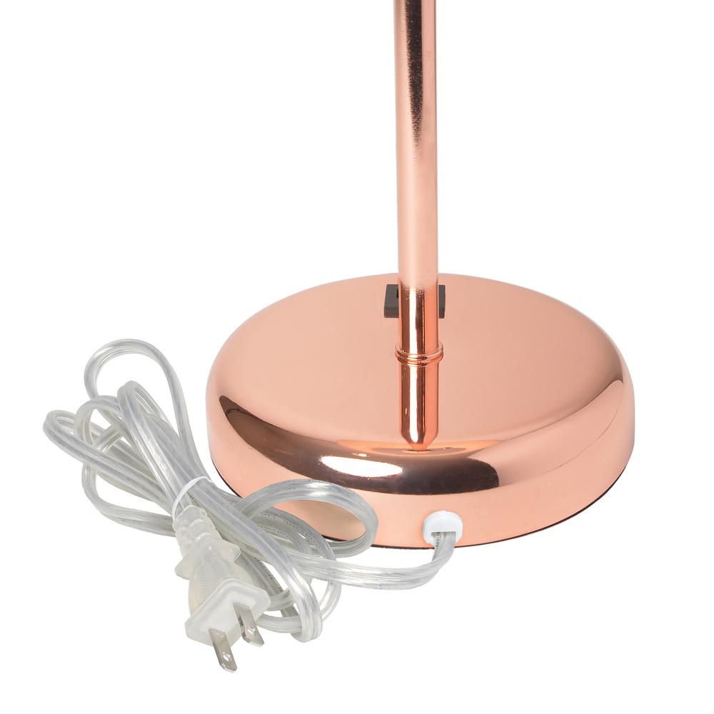 19.5"Bedside USB Port Feature Standard Metal Table Desk Lamp in Rose Gold. Picture 2