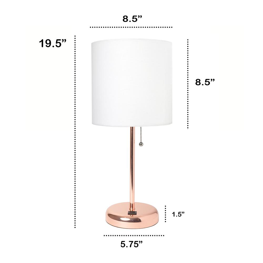 19.5"Bedside USB Port Feature Standard Metal Table Desk Lamp in Rose Gold. Picture 5