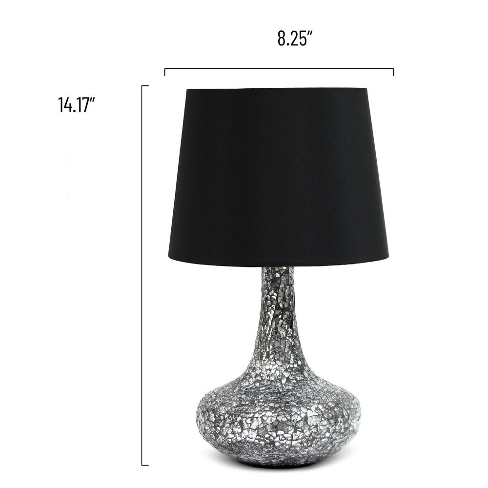 14.17" Patchwork Crystal Glass Table Lamp, Black. Picture 4