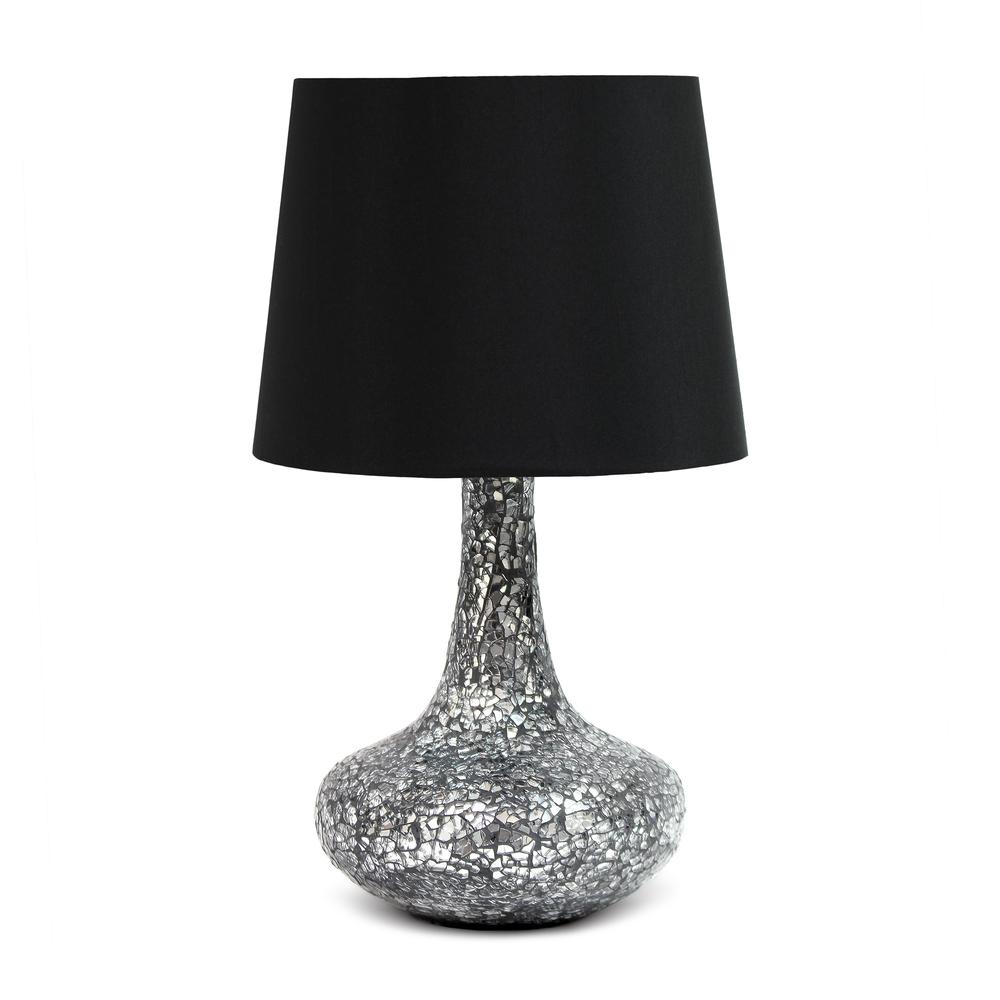 14.17" Patchwork Crystal Glass Table Lamp, Black. Picture 1