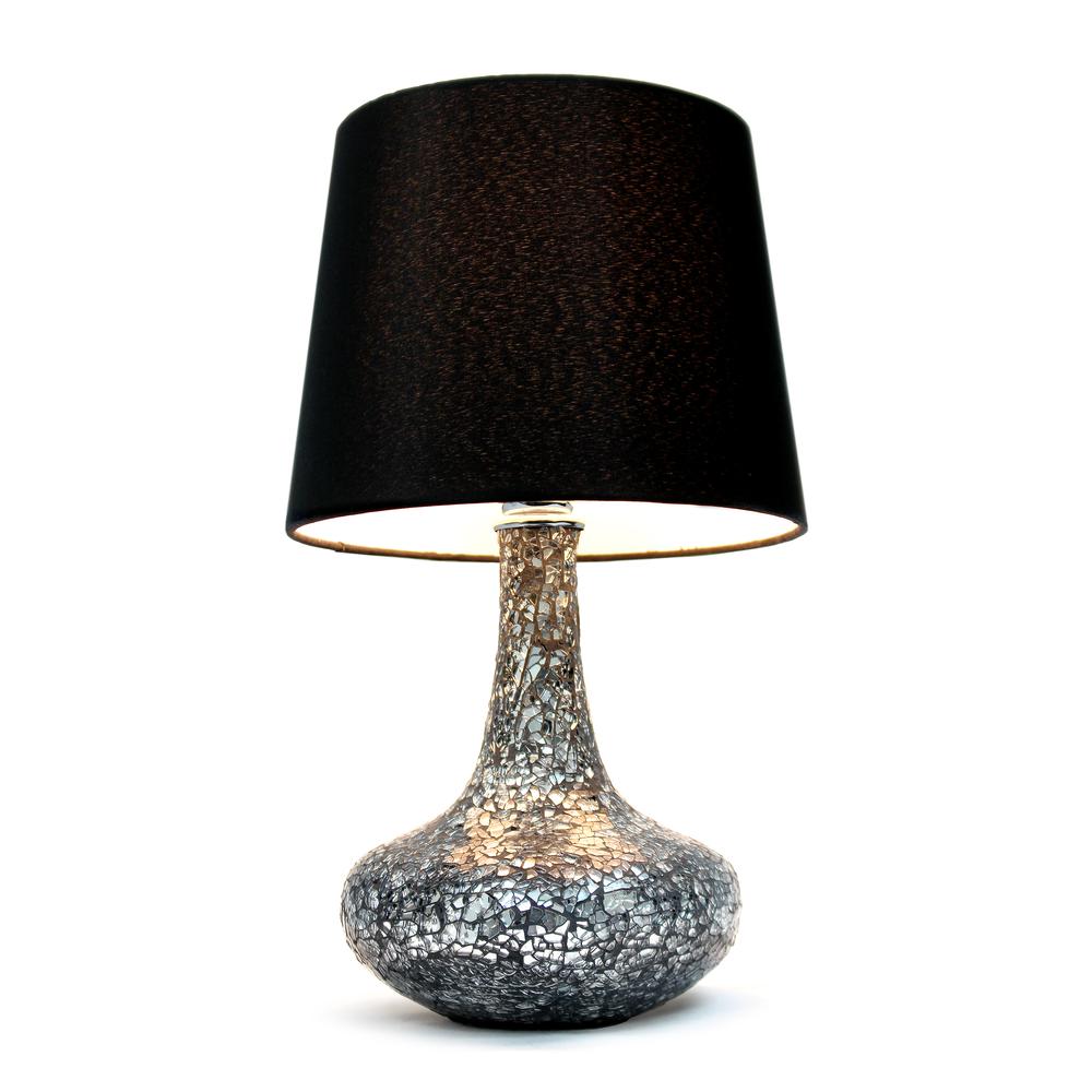 14.17" Patchwork Crystal Glass Table Lamp, Black. Picture 6