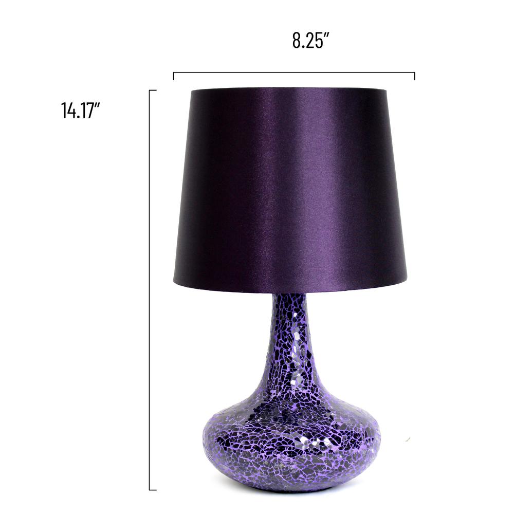 14.17" Patchwork Crystal Glass Table Lamp, Purple. Picture 4