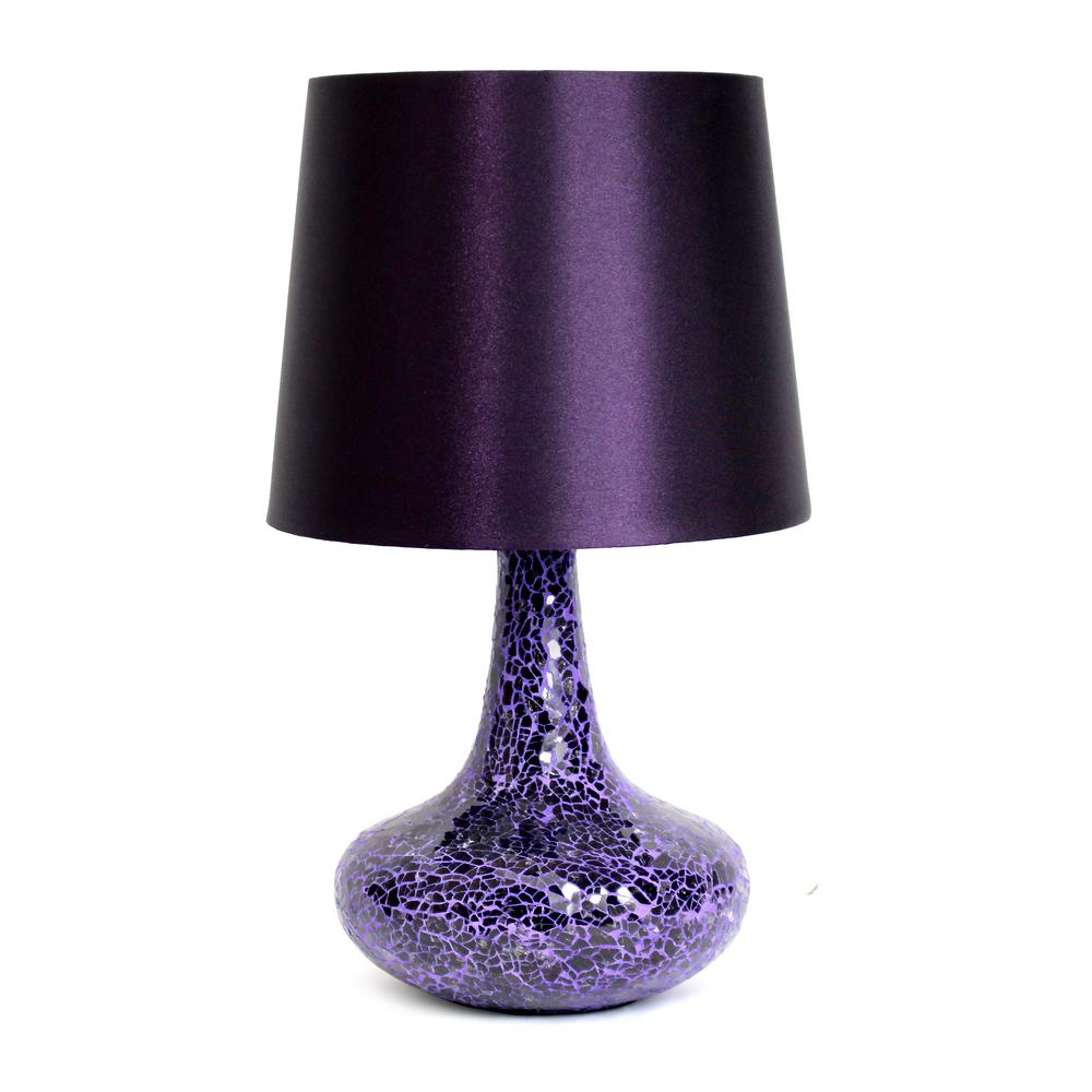 14.17" Patchwork Crystal Glass Table Lamp, Purple. Picture 1