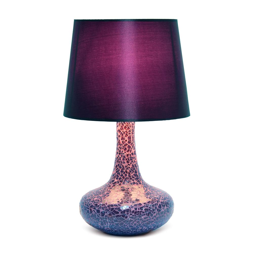 14.17" Patchwork Crystal Glass Table Lamp, Purple. Picture 7