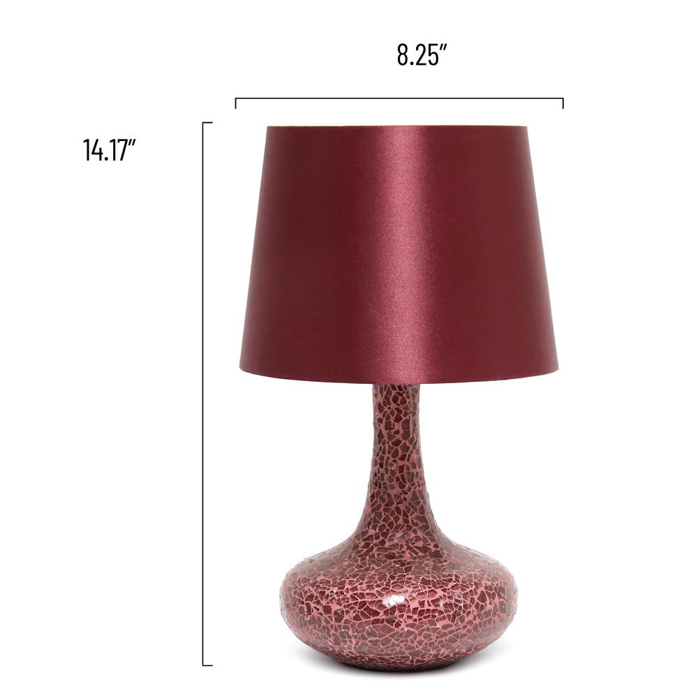 14.17" Patchwork Crystal Glass Table Lamp, Red. Picture 5
