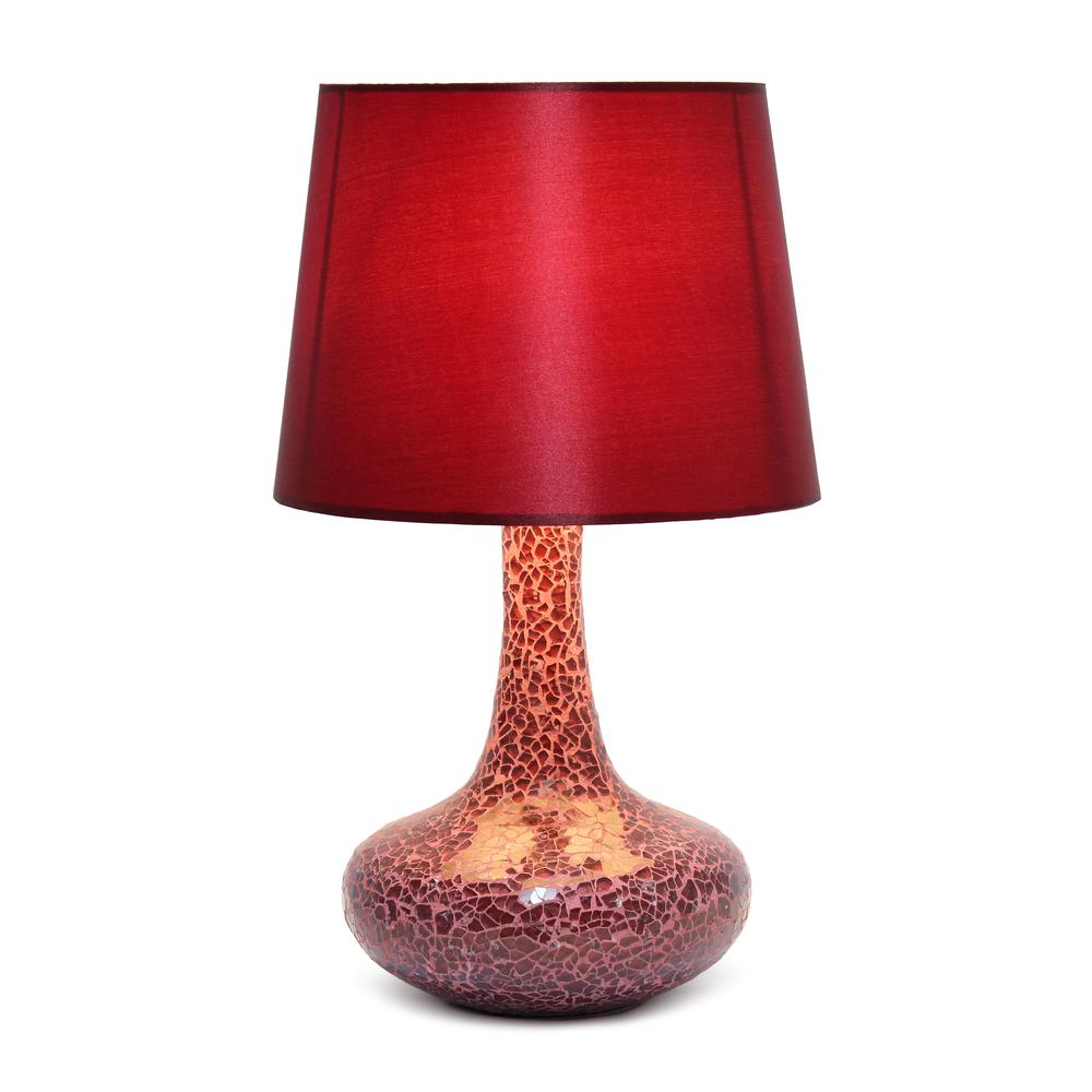 14.17" Patchwork Crystal Glass Table Lamp, Red. Picture 7
