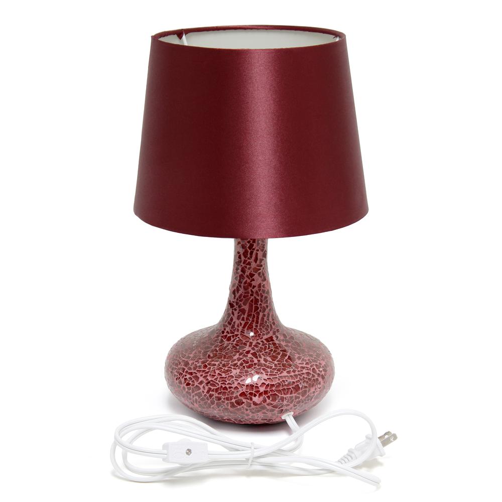 14.17" Patchwork Crystal Glass Table Lamp, Red. Picture 10