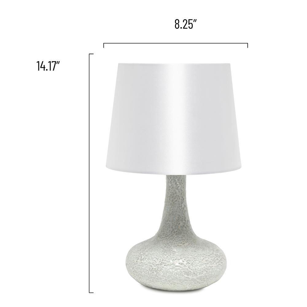 14.17" Patchwork Crystal Glass Table Lamp, White. Picture 4